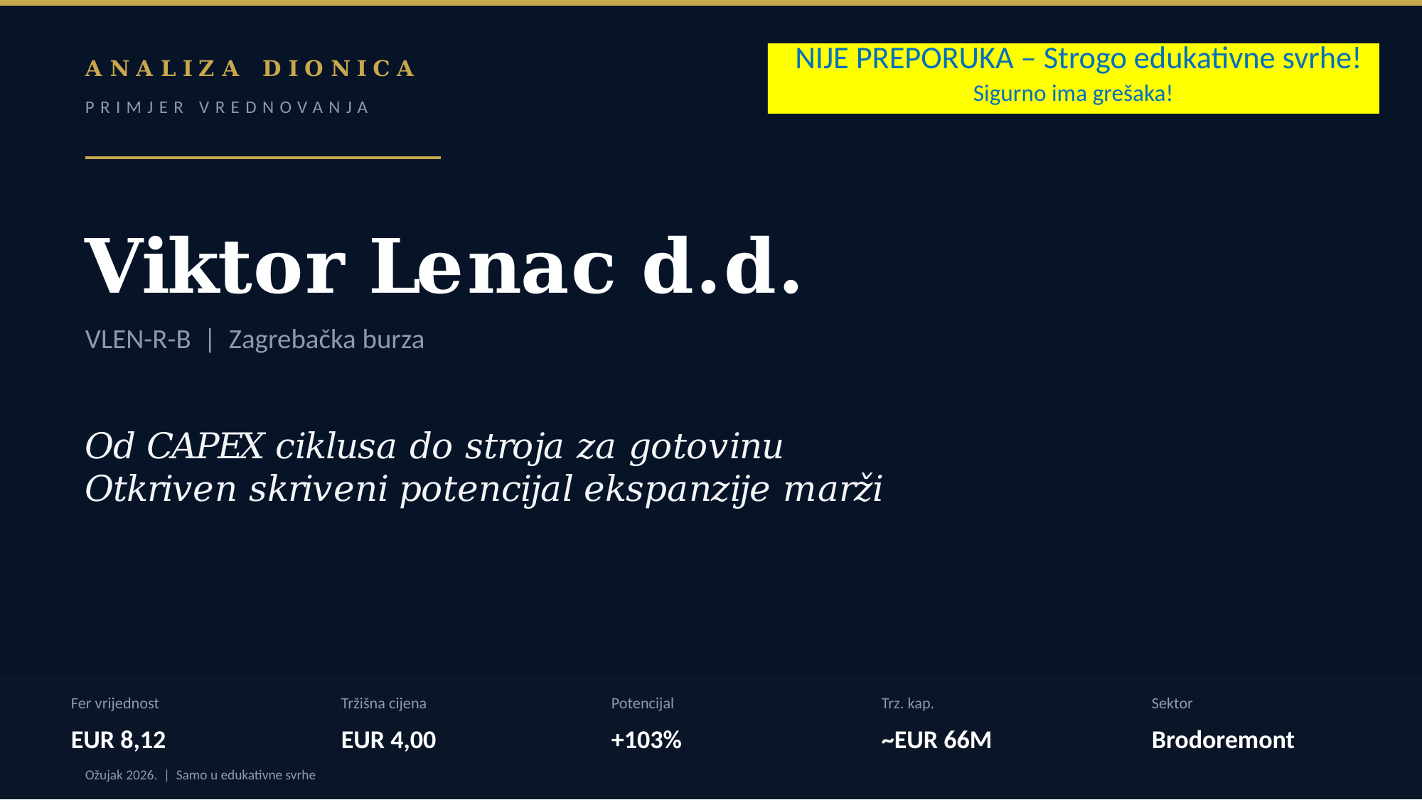 Osnove ulaganja: primjer valuacije: VLEN