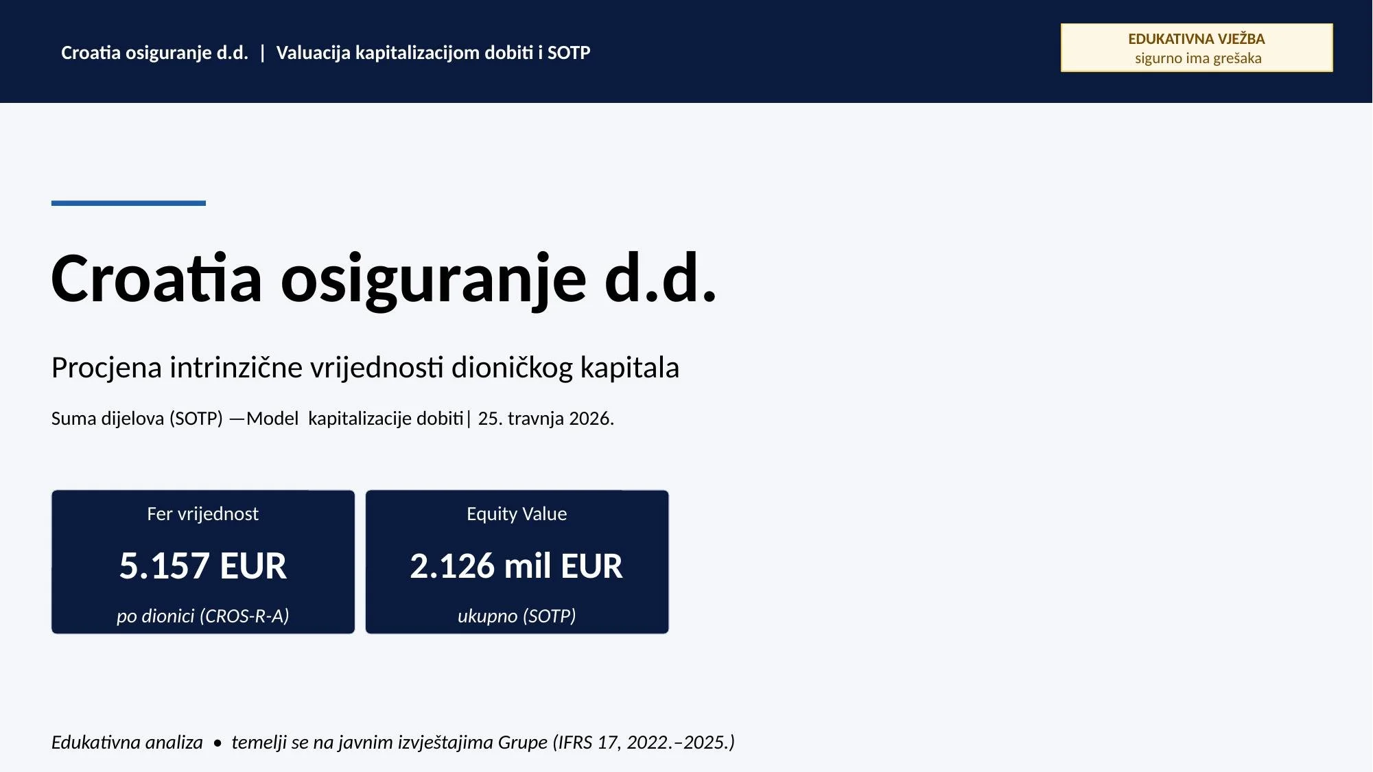 Osnove ulaganja: primjer valuacije: Croatia osiguranje