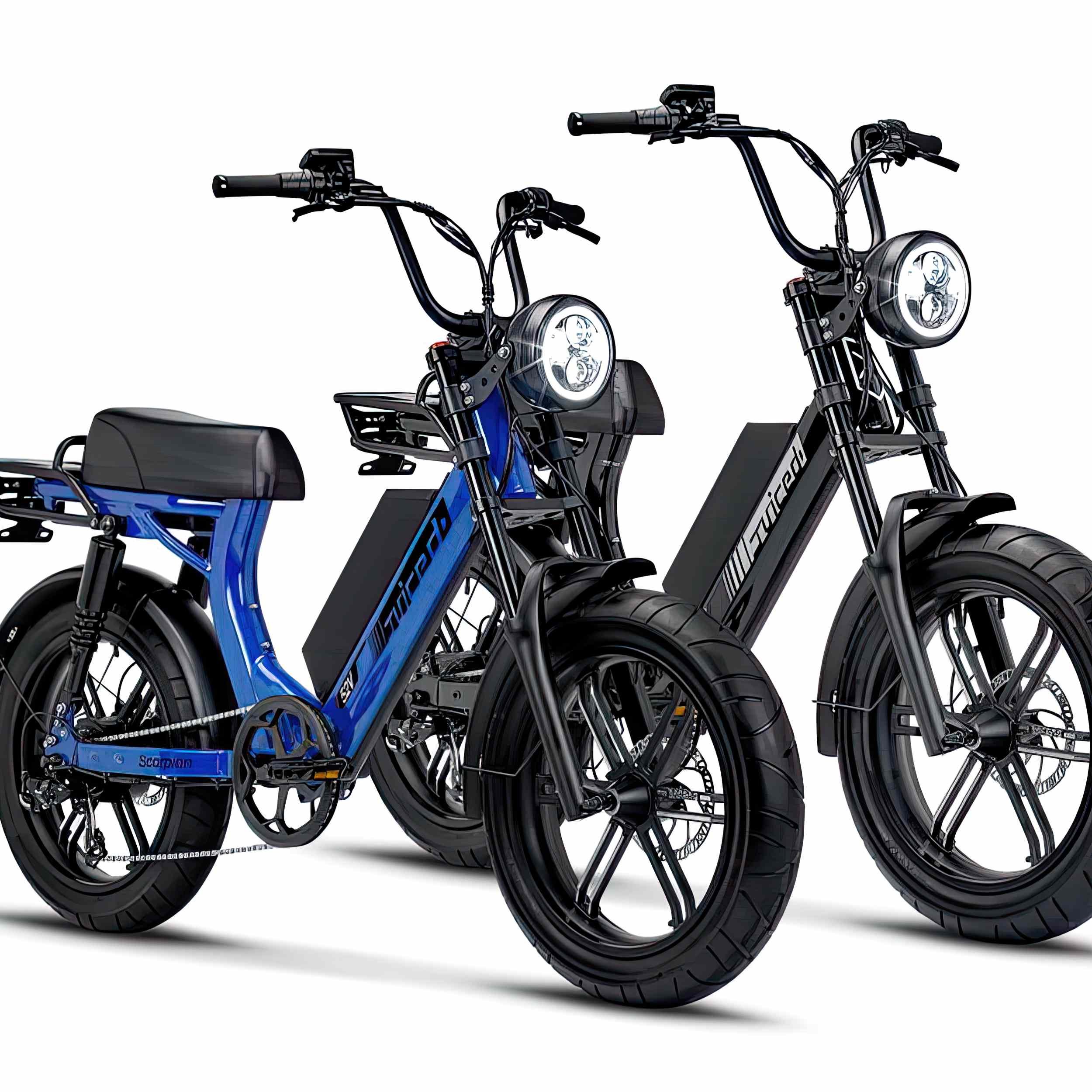  The Scorpion is a moped-style step-through E-Bike with an open-top frame that houses a massive 52-volt battery capable of speeds up to 30mph over a 70-mile max range.  