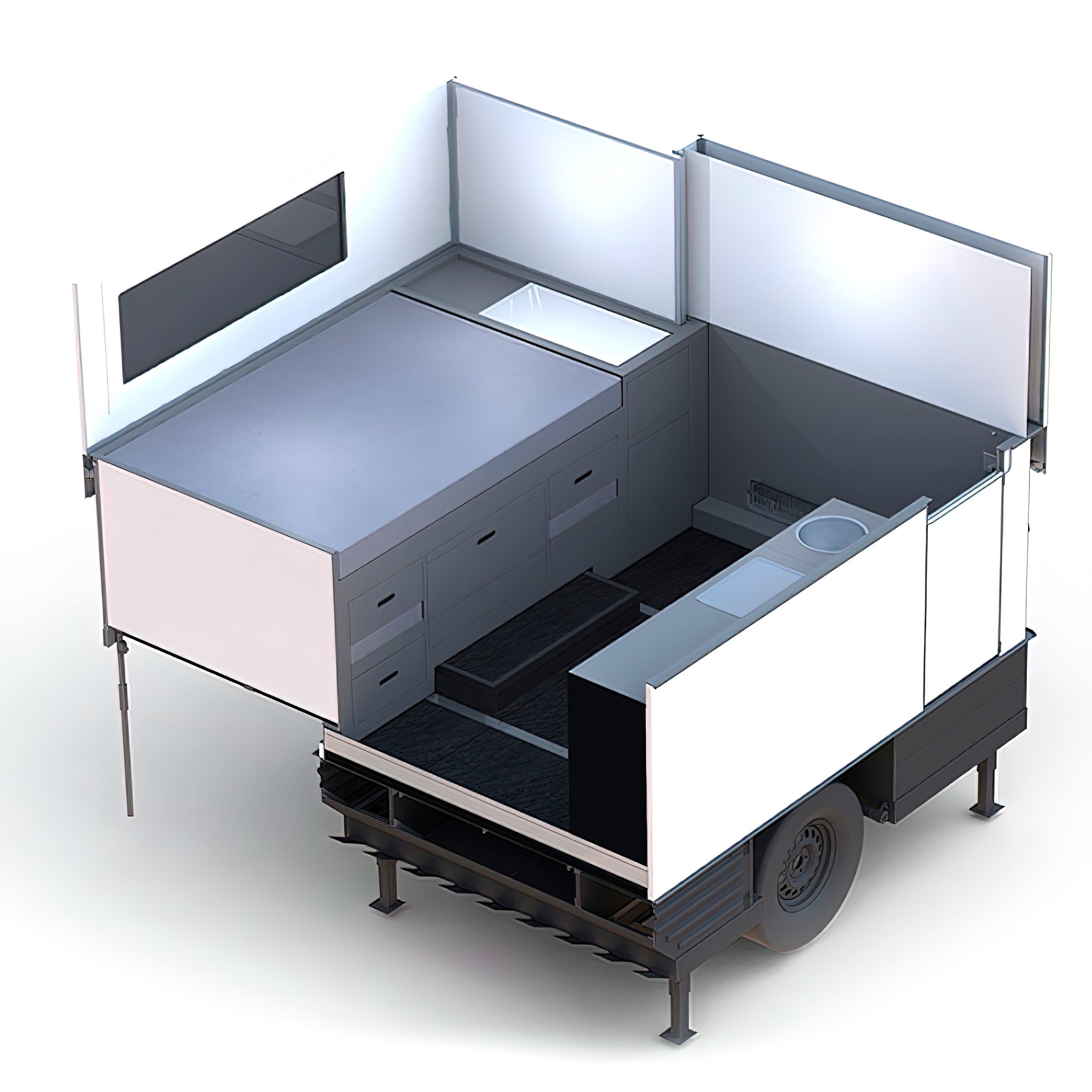  Today’s blog will look at the expanding camping pod called the Flexcamp, which can be set up from a truck bed or a trailer.&nbsp;&nbsp; 