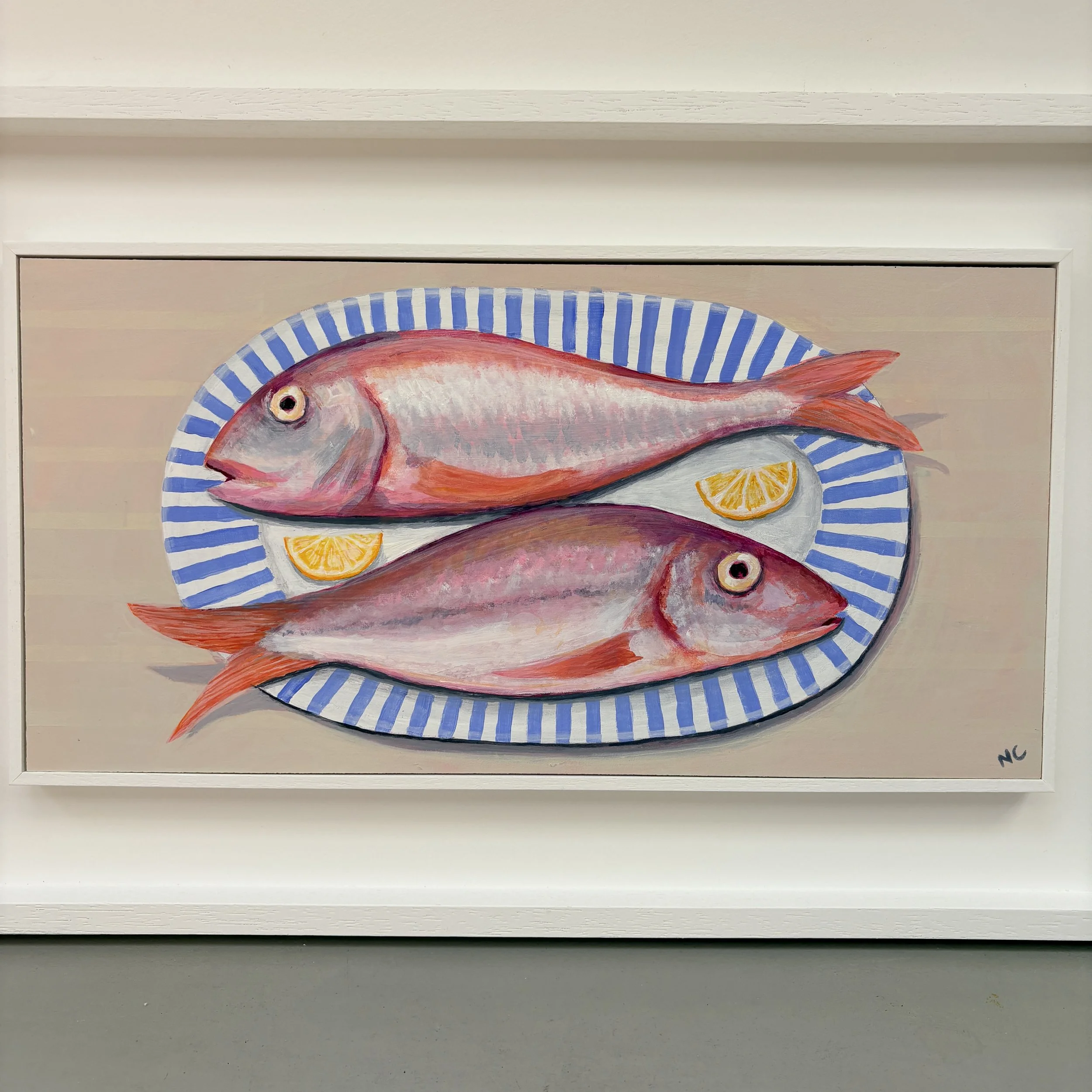 Fish platter blue stripes framed.jpg