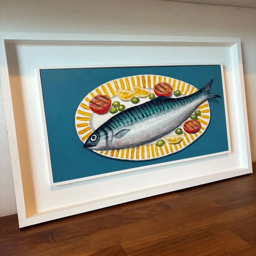 Fish platter with yellow stripes framed left low res.jpg