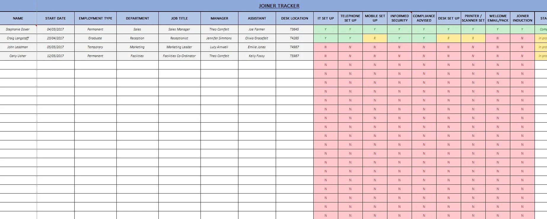 Joiner, Leaver & Health & Safety Tracker combined — The Office