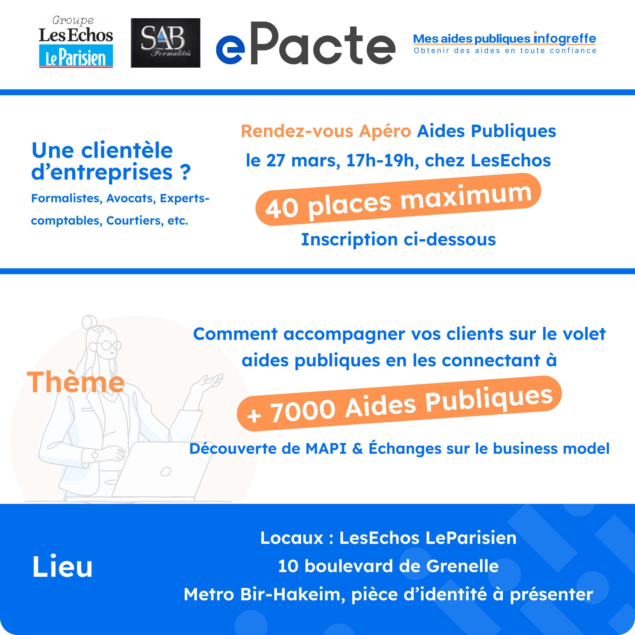 Evénement avec Mes aides Publiques (Infogreffe)