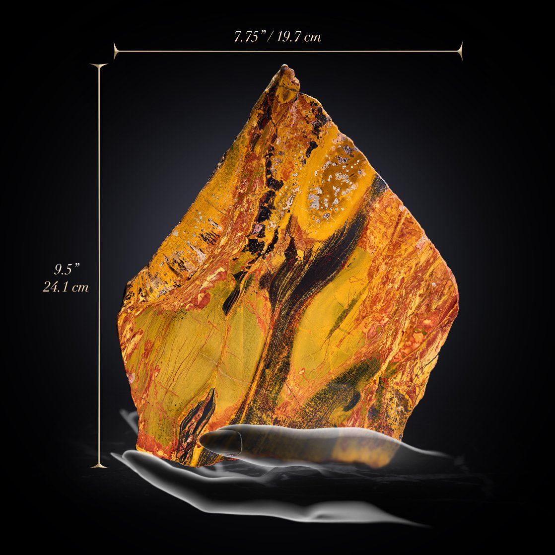 Image Description: The Marra Mamba slab's measurements are: 9.5 inches long by 7.75 inches wide or 24.1 centimeters long by 19.7 centimeters wide.