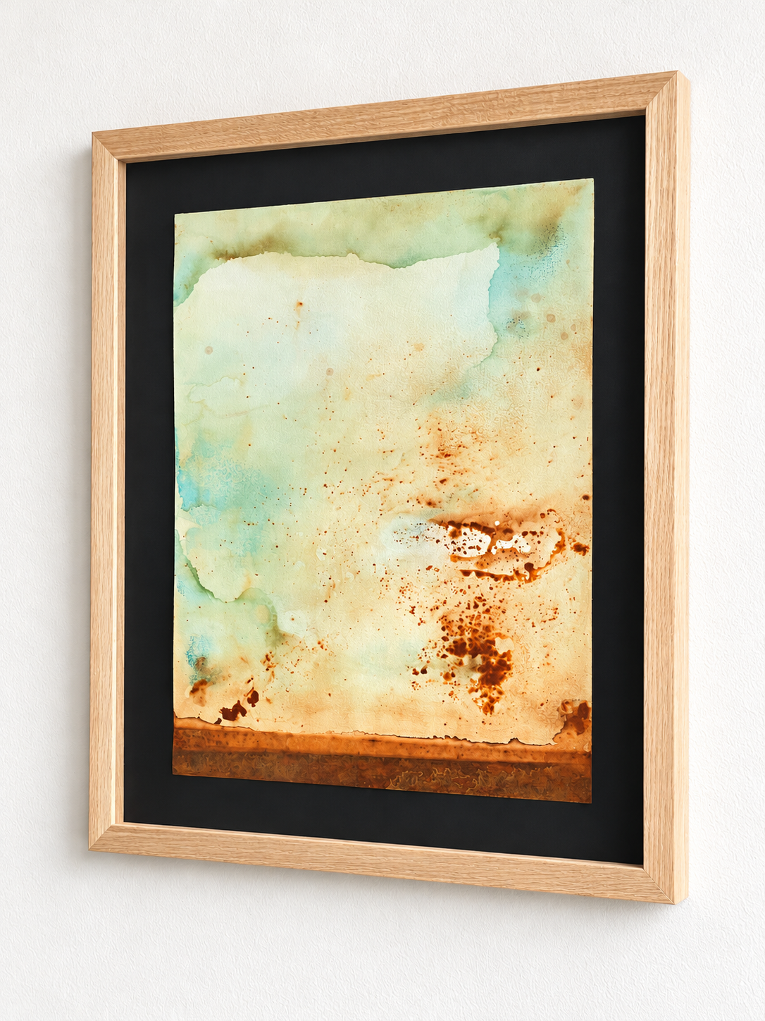 Rust-Toned Abstract Watercolour in Oak Frame.png