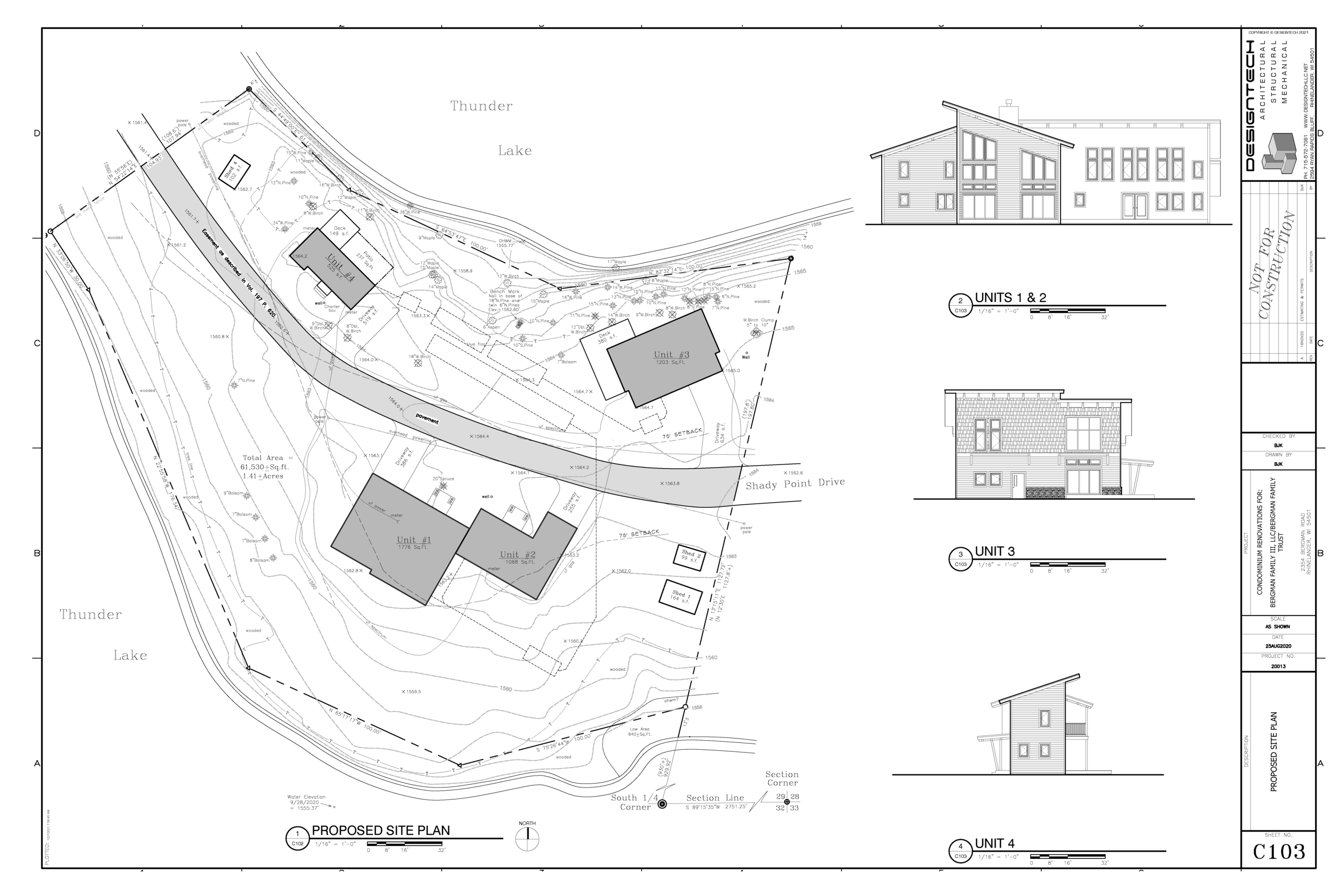 Condominium Conversion drawing. Design rennovation for rental properties. By building design management company in Rhilander WI