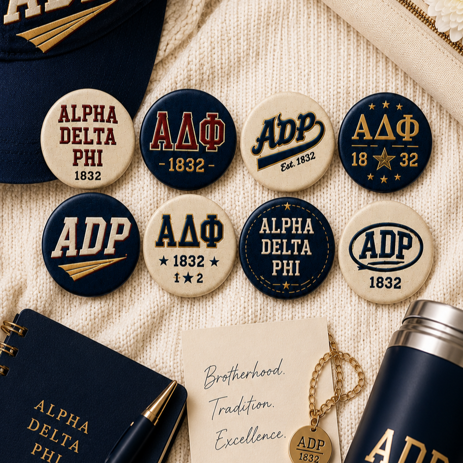 Premium Alpha Delta Phi Retro Athletic Button Collection – Official ADP Pin Back Buttons - ✨ Buy 3 Buttons, Get 1 Free Discount Auto Applies