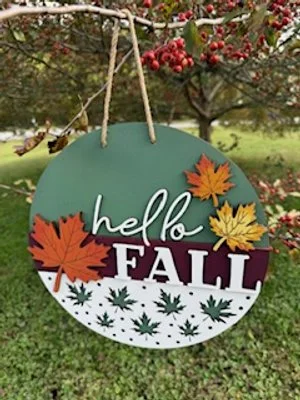 image of a hello fall door hanger