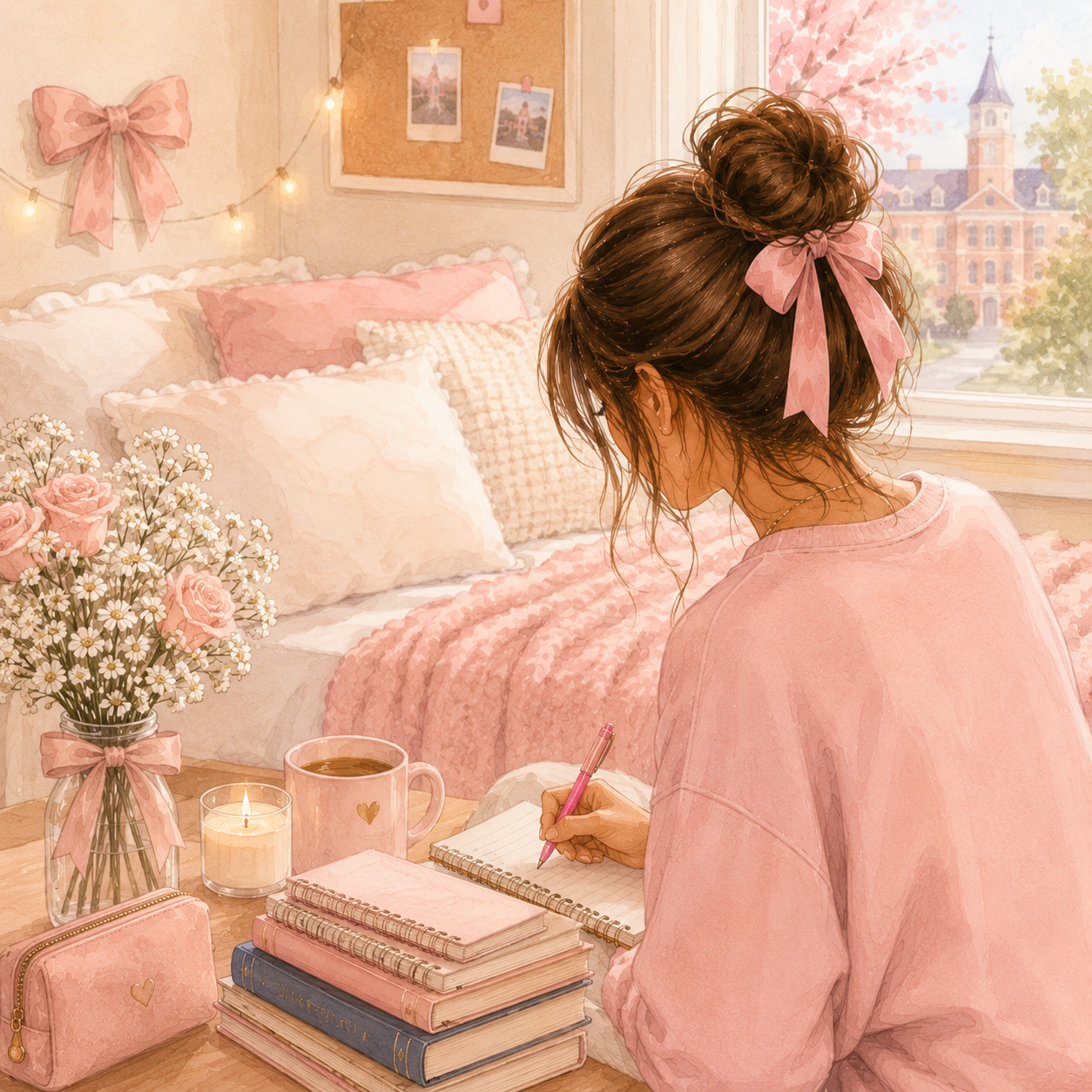 Girl writing on her diary