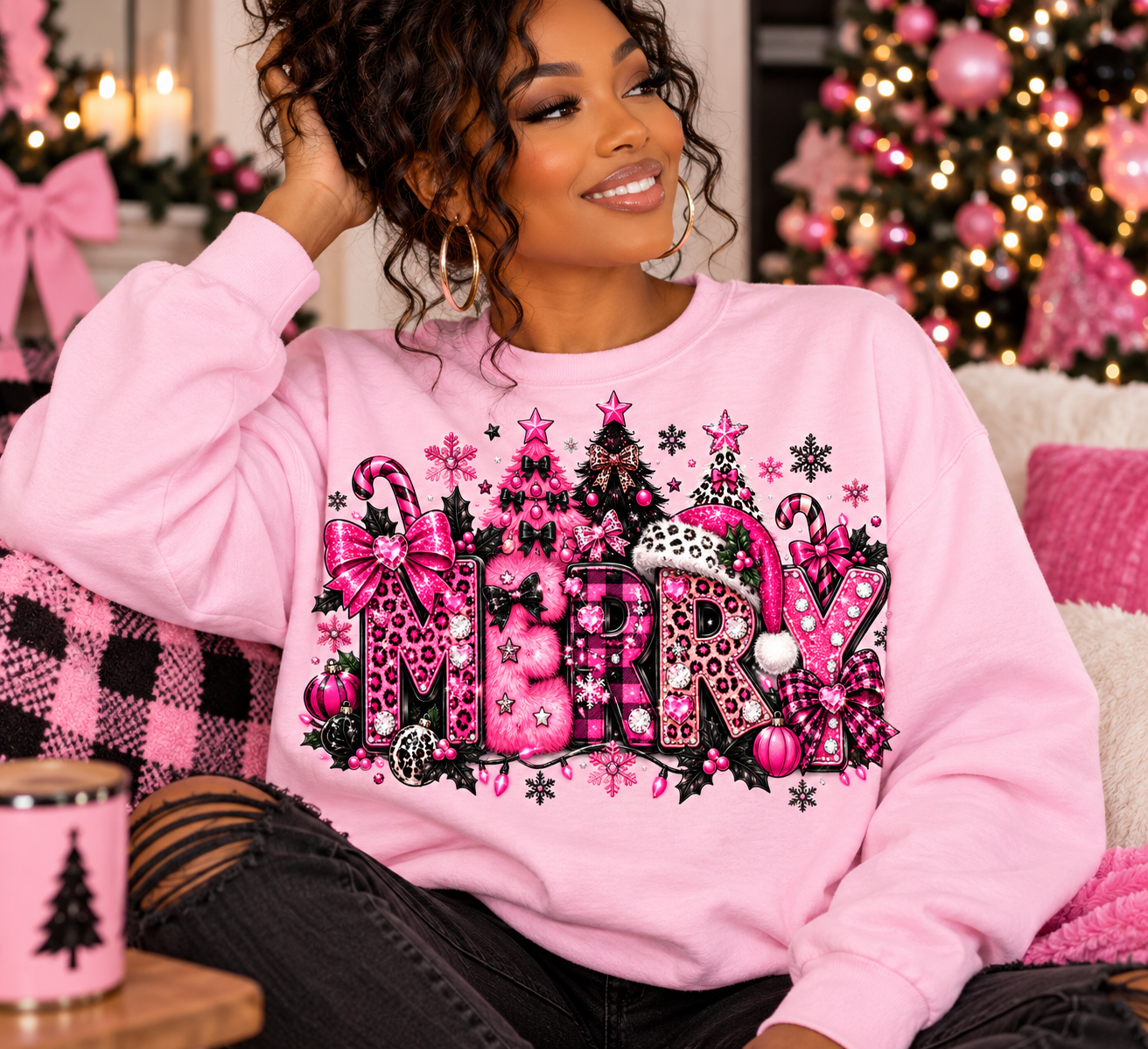 Glamorous Pink MERRY Christmas Portrait.png