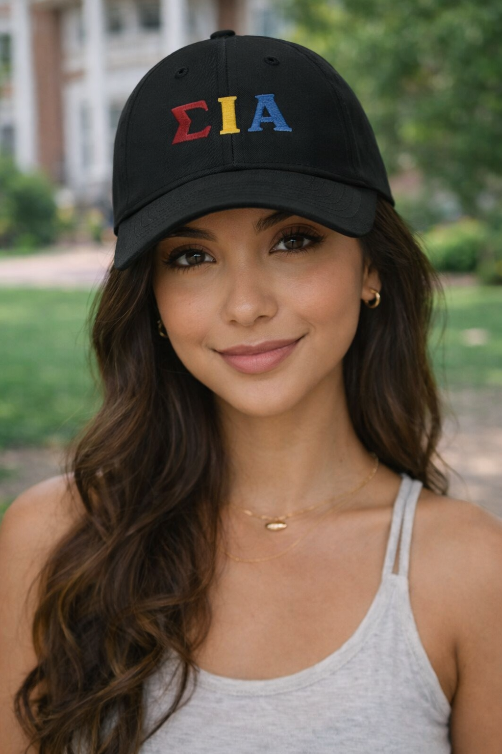 Premium Sigma Iota Alpha Embroidered Hat – Stacked SIA (Black)