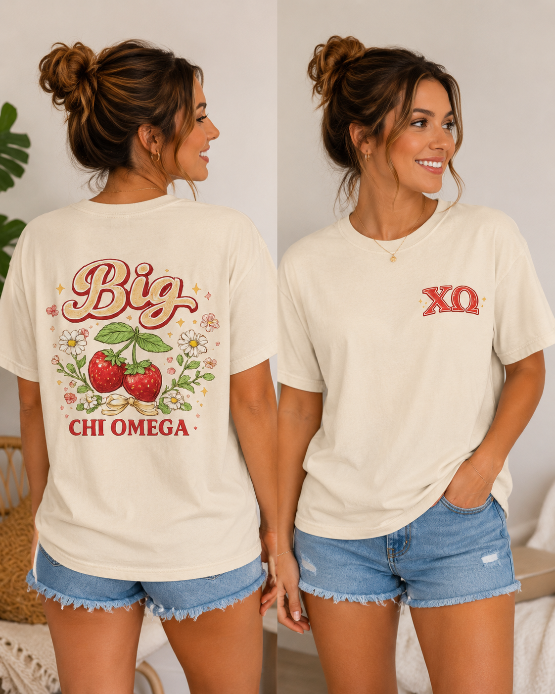 Premium Chi Omega Big Strawberry Shirt | Big & Little Collection | Comfort Colors® Tee