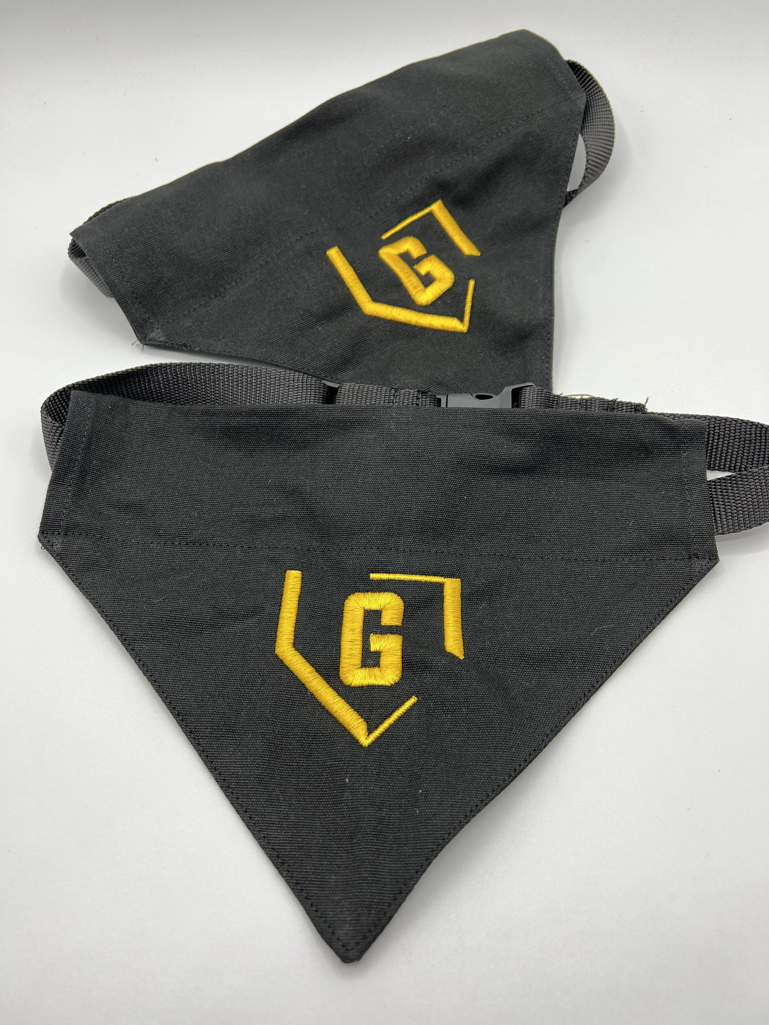 Baseball team dog bandanas with embroidered logo
