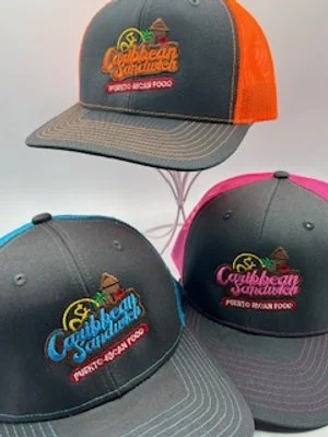 Branded hats with embroidered company logo