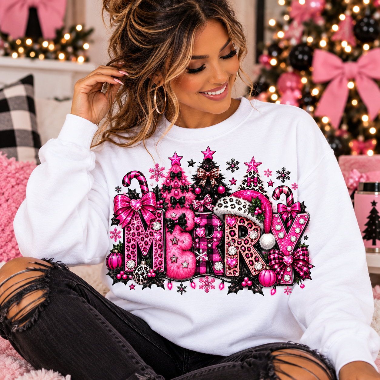 Cozy Glam Merry Christmas Sweatshirt Portrait.png
