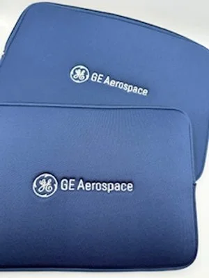 Clean logo placement on a computer sleeve