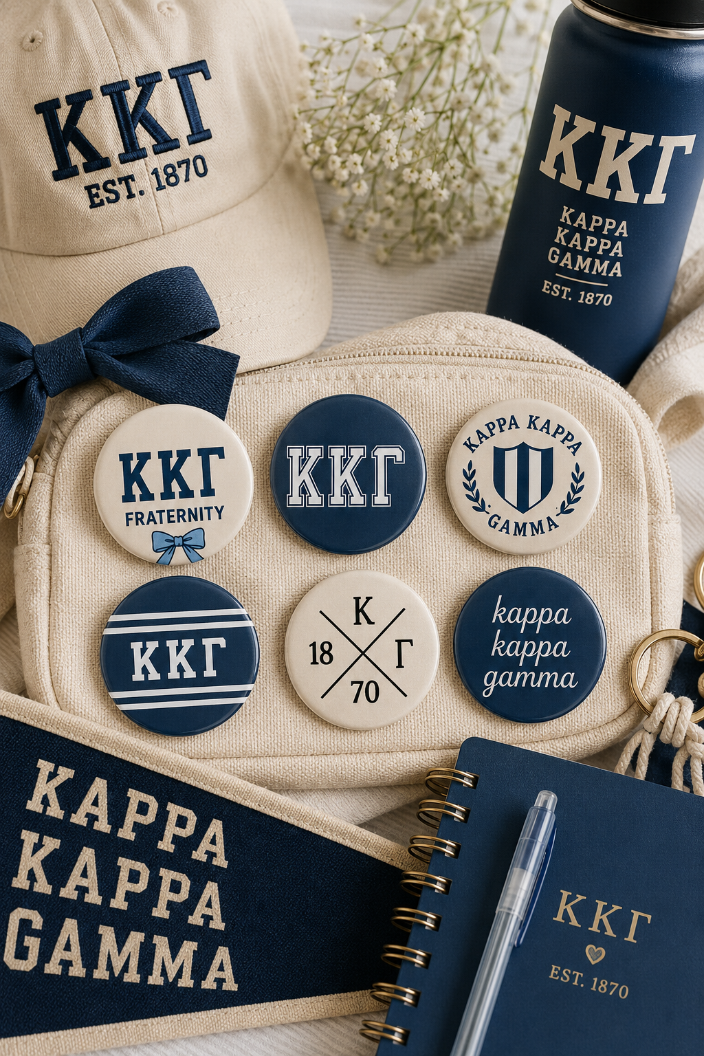 Premium Kappa Kappa Gamma Frat Version Pin Back Button Collection – Official KKG Buttons - ✨ Buy 3 Buttons, Get 1 Free Discount Auto Applies