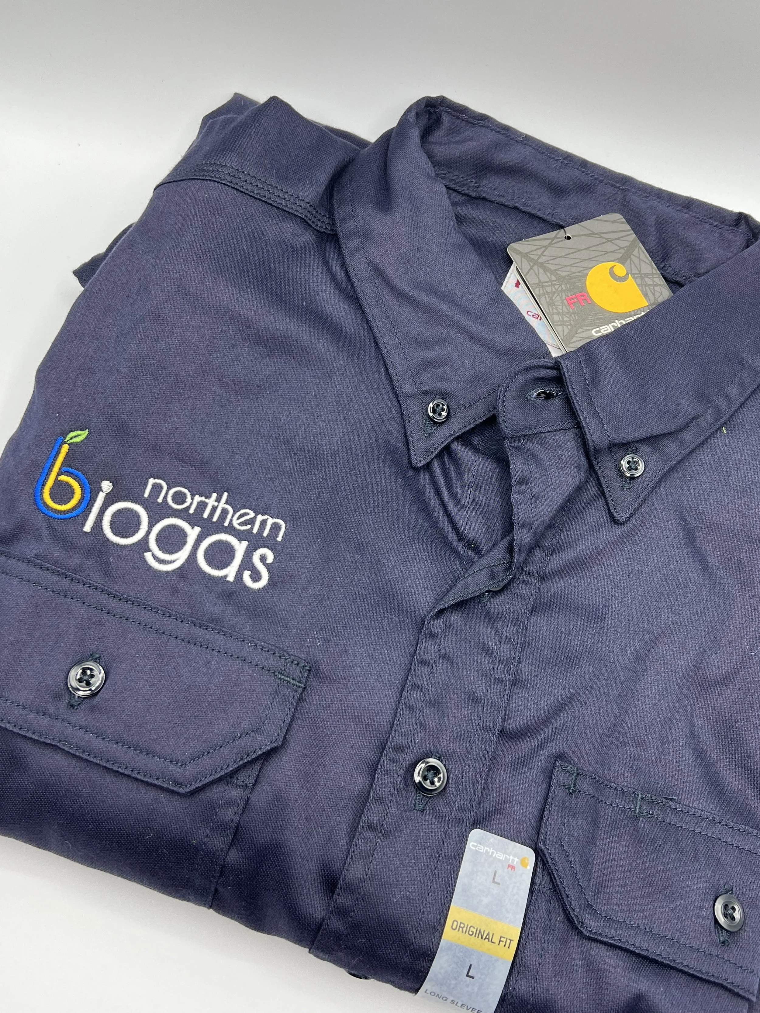 Custom stitched shirt with logo embroidery