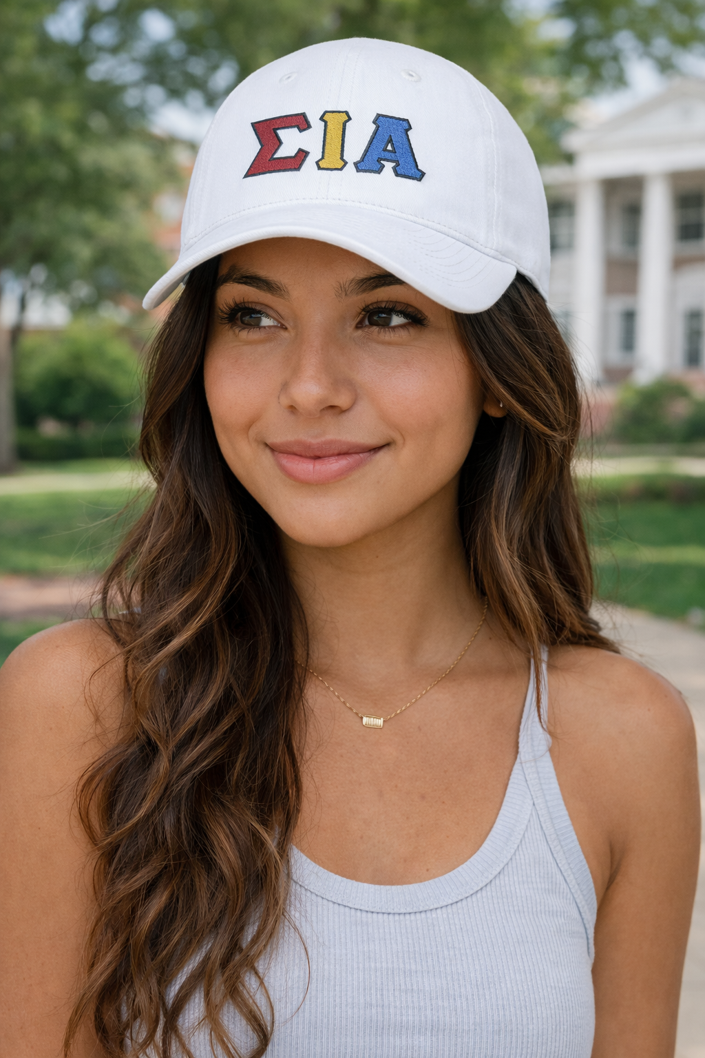 Premium Sigma Iota Alpha Embroidered Hat – Multicolor SIA (White)