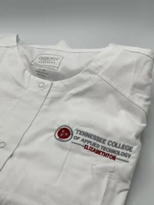 Nursing school scrubs logo embroidered