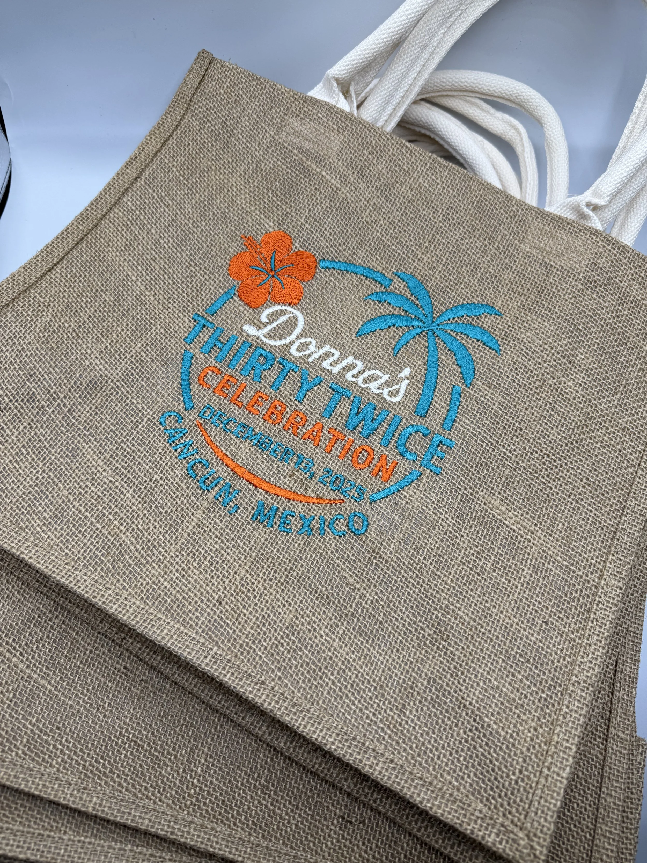 Custom embroidered tote bags for a special occasion