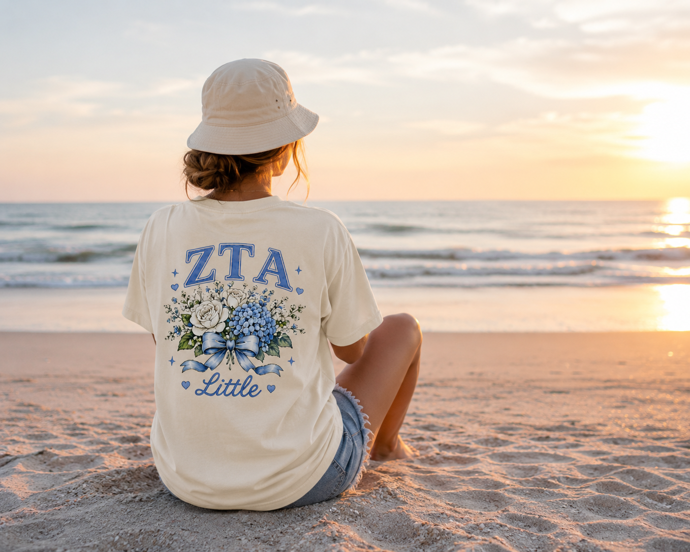 Premium ZTA Little Floral Comfort Tee – Zeta Tau Alpha Big Little Shirt