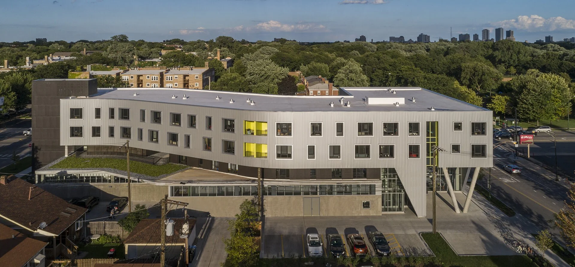 Co-location: a new building type—a housing block on top of a library