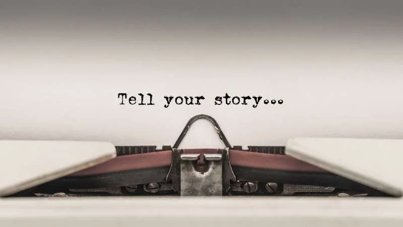 An image with a type writer with 'tell your story...' in text to represent the stories that you are able to tell from your archive.