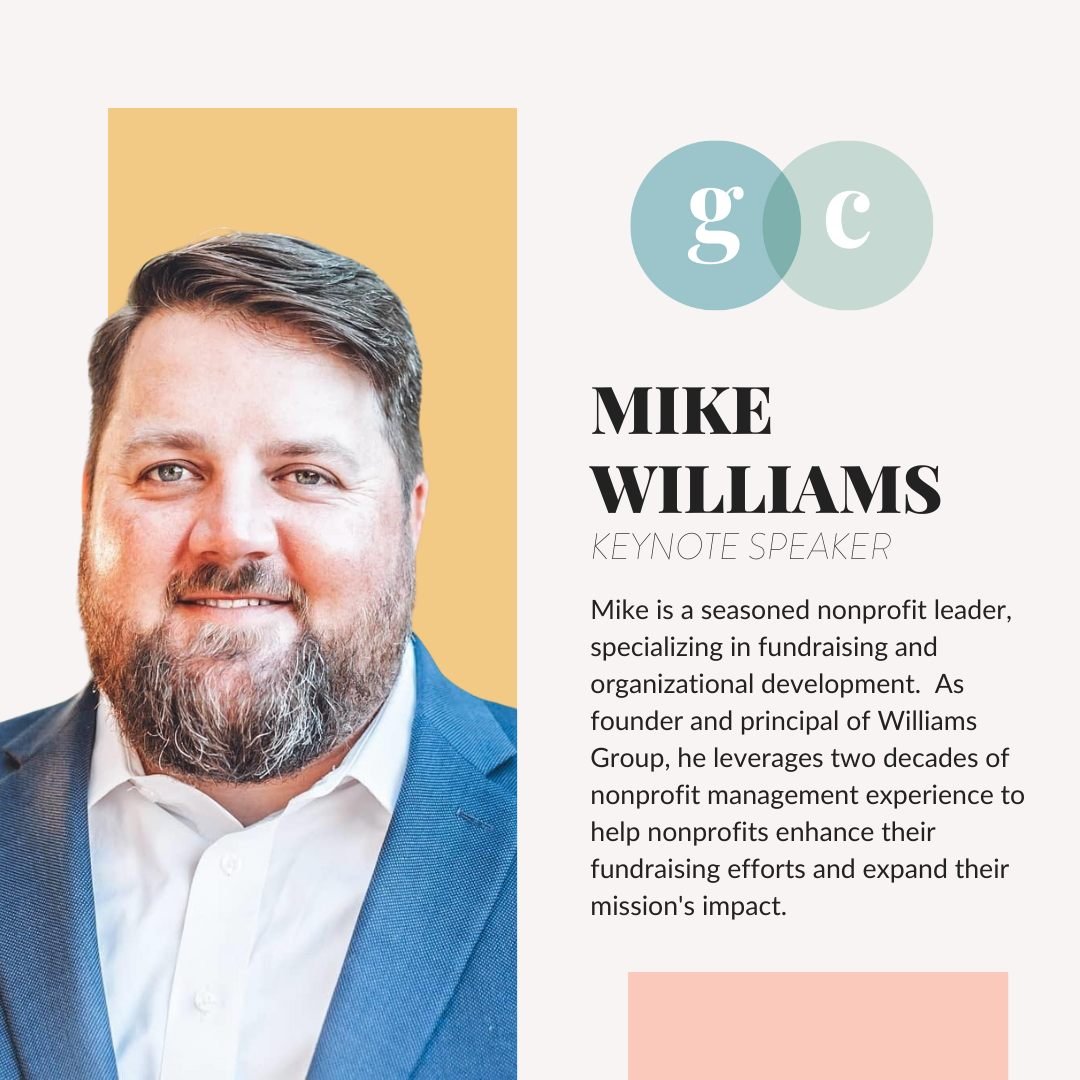 Friends, we are excited to introduce you to one of this year's Grace Collaborative Keynote Speakers, Mike Williams!👏 

Mike Williams is a seasoned nonprofit leader, specializing in fundraising and organizational development. Mike's experience includ