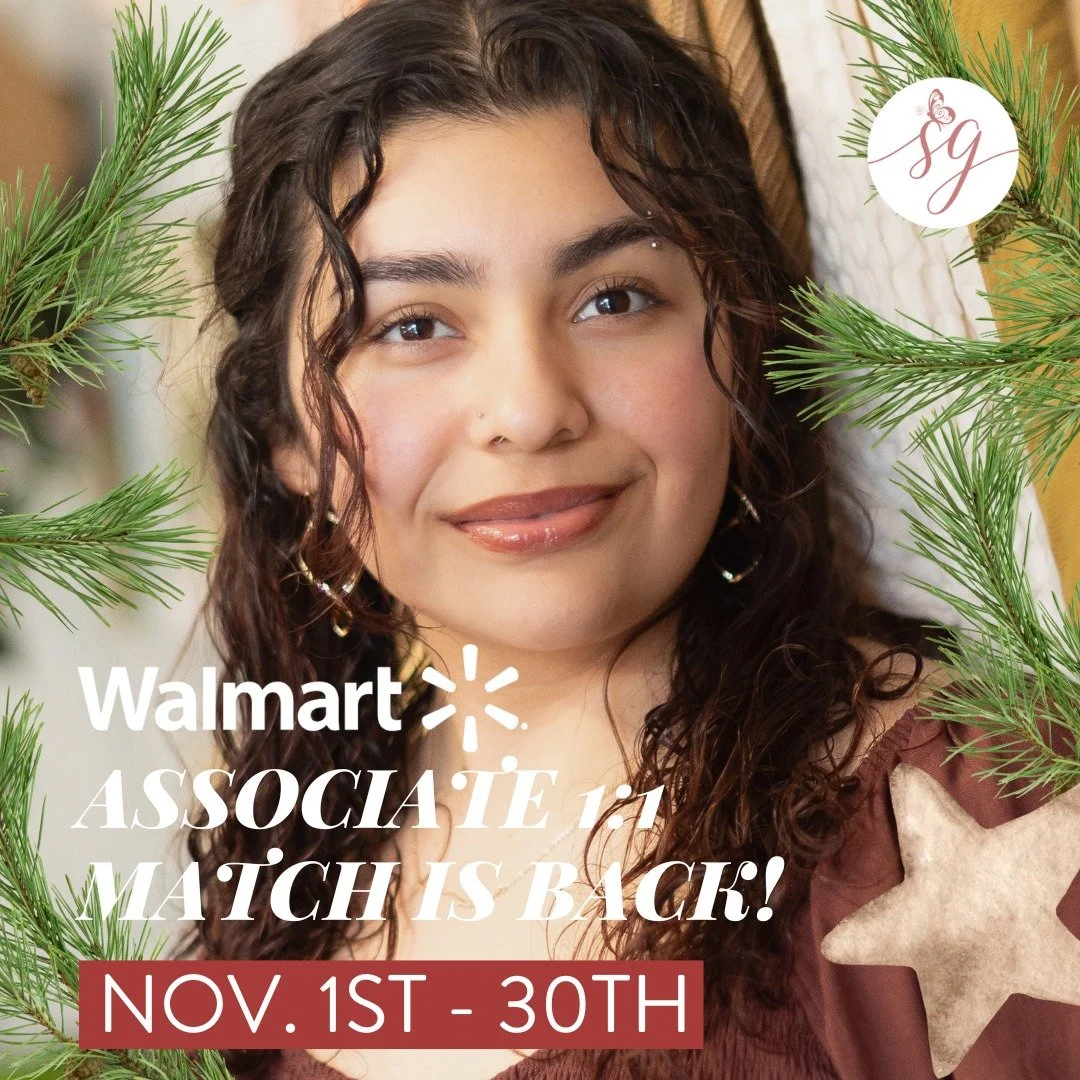 Great news! Walmart&rsquo;s Associate Giving Match is happening now!
When you donate to Saving Grace NWA, Walmart will match your gift 1:1&mdash;up to $3.5 million total&mdash;to help us continue providing a safe place for &ldquo;Grace&rdquo; to call