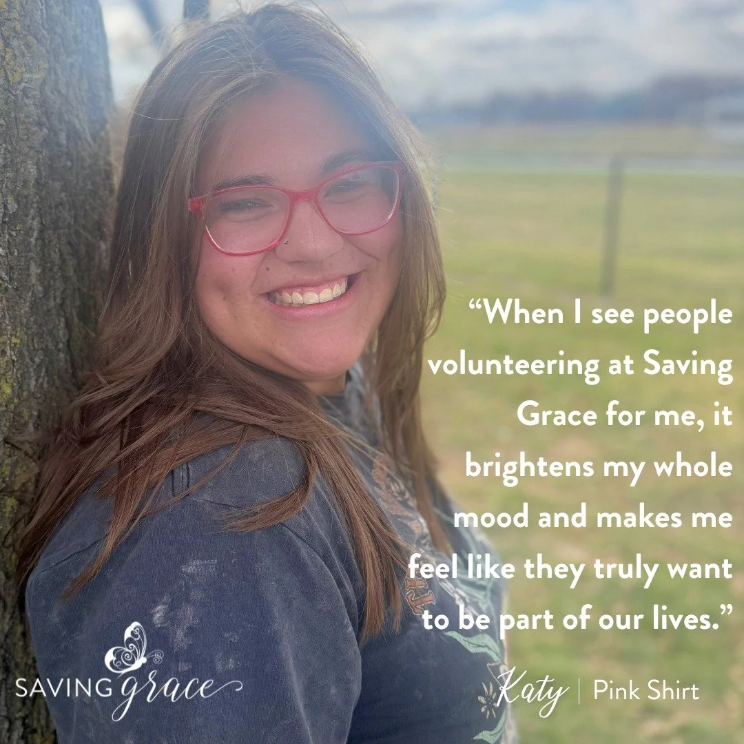 &ldquo;When I see people volunteering at Saving Grace for me, it brightens my whole mood and makes me feel like they truly want to be part of our lives.&rdquo;

This Pink Shirt resident is watching you show up &mdash; and it&rsquo;s inspiring her.
Sh