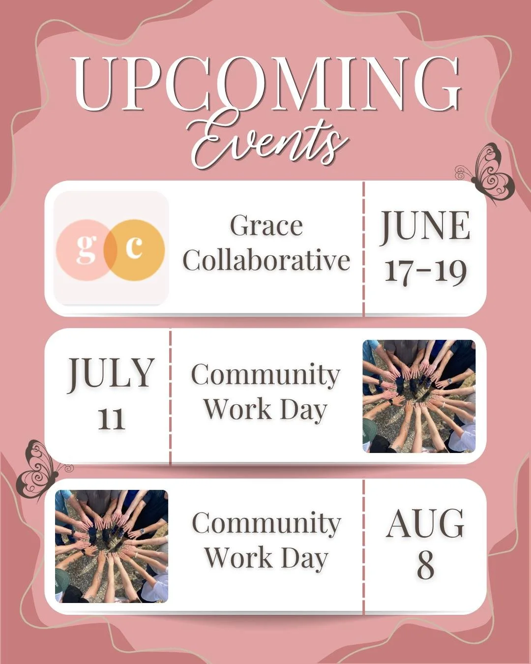 Mark your calendars because something special is on the horizon 👀📆

✨ Grace Collaborative | June 17&ndash;19
This 3-day conference is designed for the helpers, the leaders, and the ones showing up for their communities every single day. Whether you
