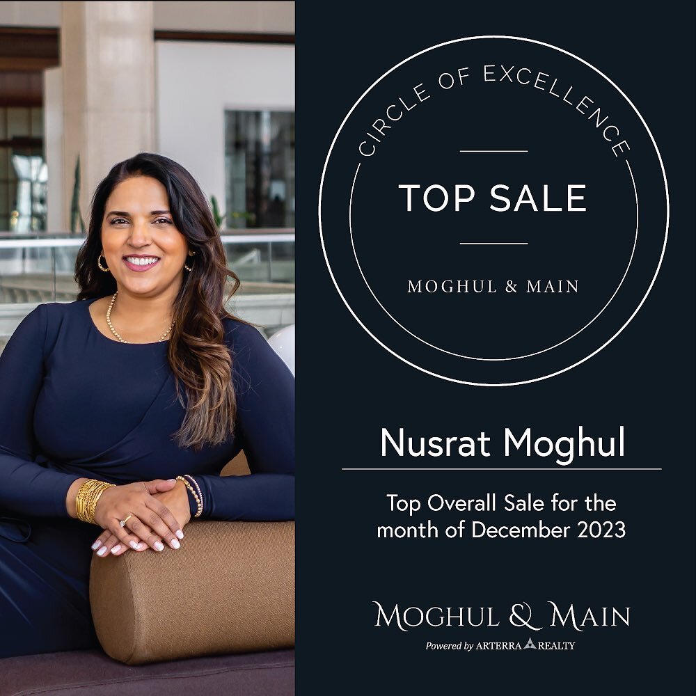 Congratulations to Nusrat Moghul for an amazing month in December!

Nusrat crushed the month with both, Top Sales Volume and Top Overall Sale! Way to end the year strong and carry momentum into 2024!

We are proud of you and your accomplishments in t