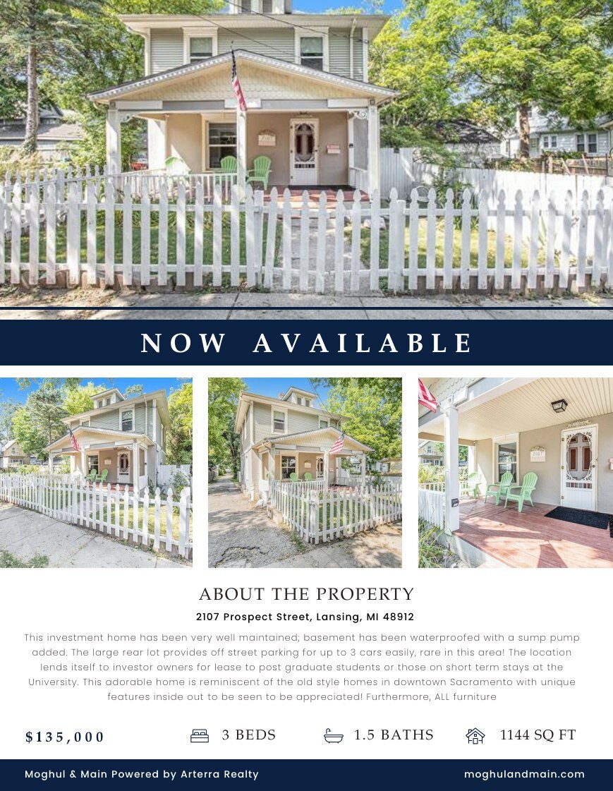 Exciting News at Moghul &amp; Main Realty!

Thrilled to announce our latest listing at 2107 Prospect Street! 

This gem is a dream home waiting to embrace new memories and adventures. Nestled in a prime location, this property is a testament to luxur