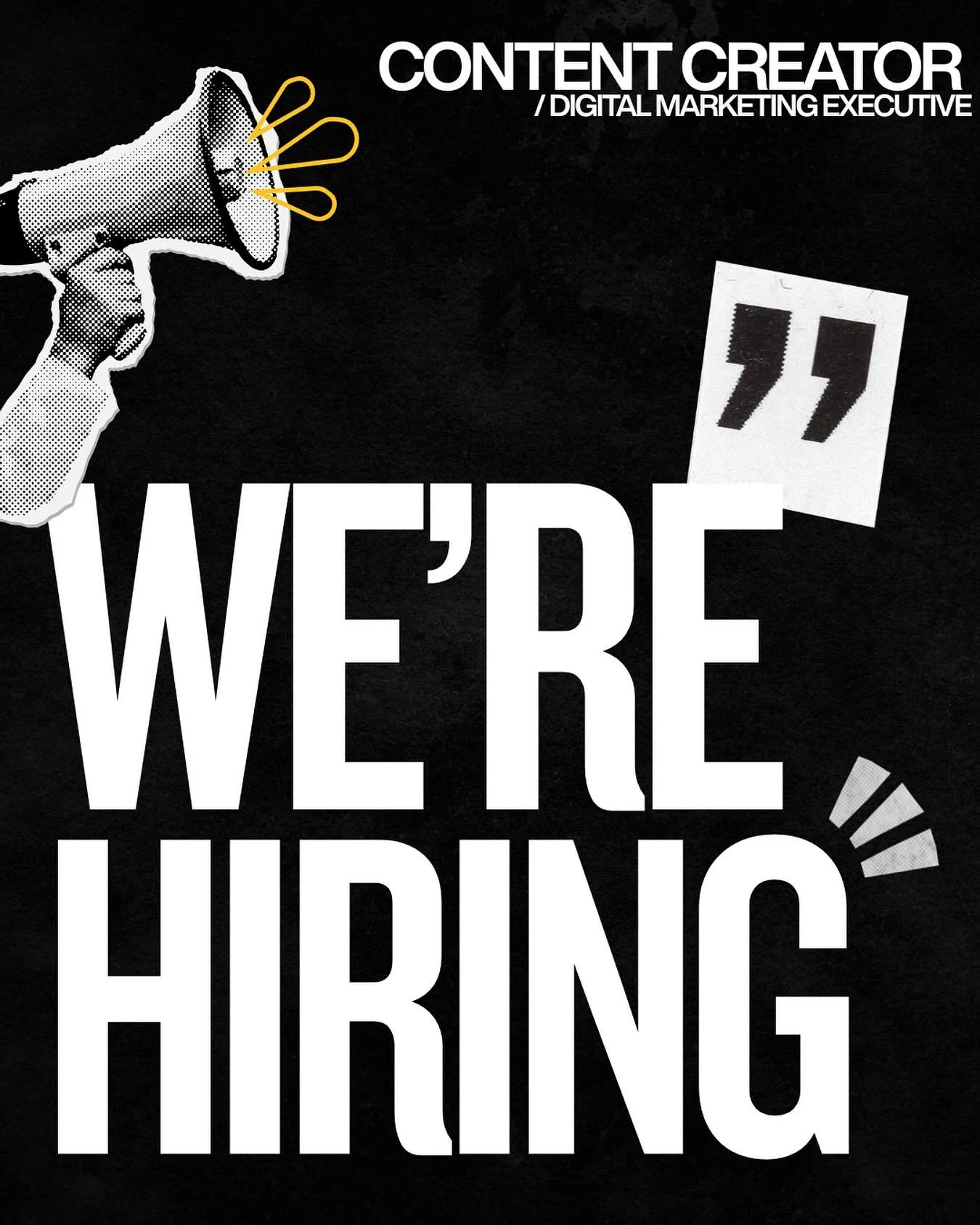 Are you a creative individual with a passion for storytelling and a knack for engaging audiences? We&rsquo;re on the lookout for a full-time Content Creator/ Digital Executive to join our dynamic team! Check out the news section of our website on how