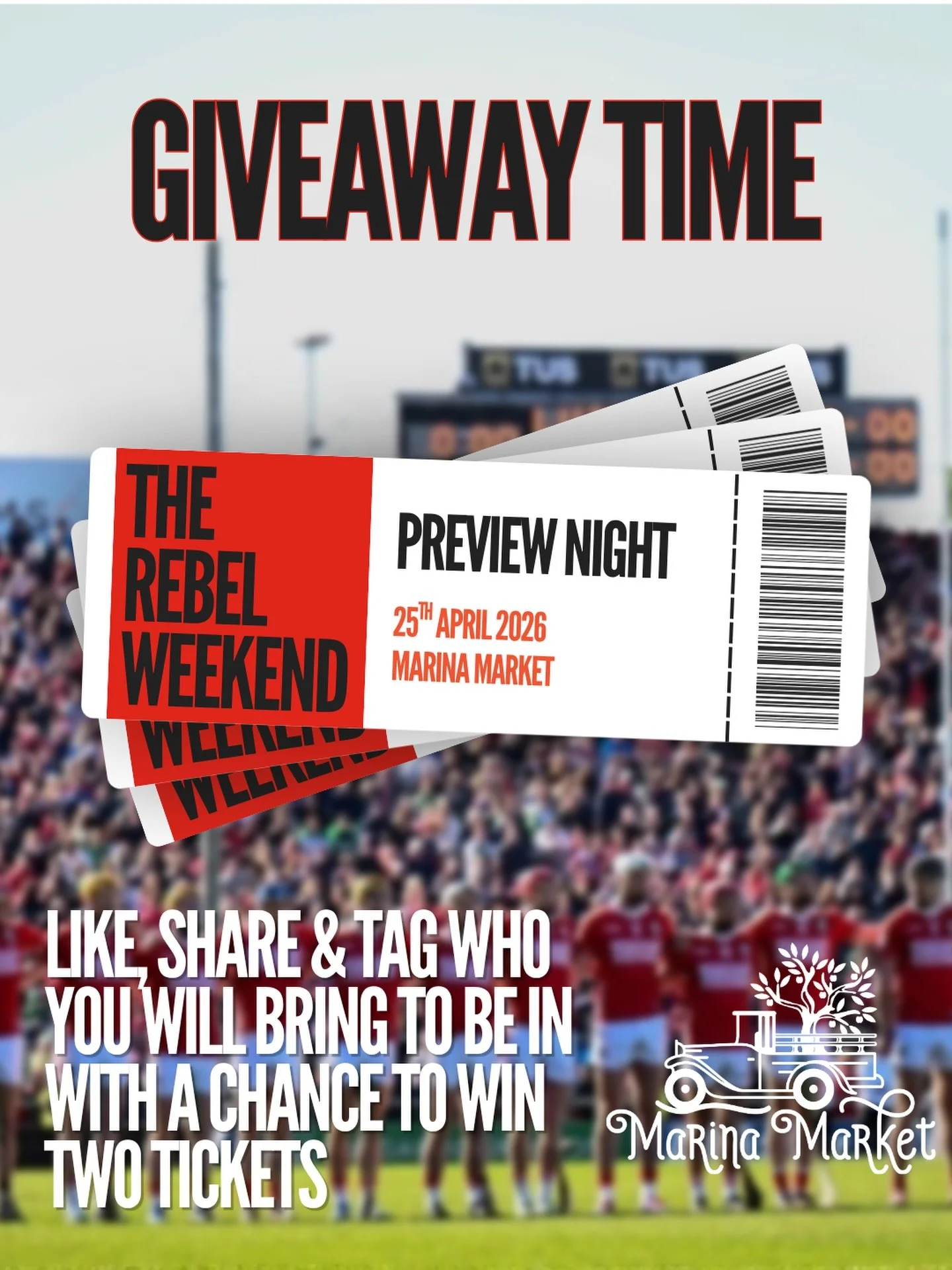 🎟️ GIVEAWAY TIME 🎟️

Want to be there for one of the biggest nights of Rebel Weekend? 👀

We&rsquo;re giving away 2 tickets to the Cork v Limerick Preview Night 🔴⚪️

📍 Marina Market
🗓️ Saturday, April 25th
⏰ 6PM &ndash; 8PM

🎤 Featuring Cork le