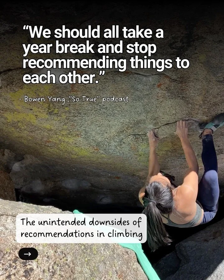 Recommendations can provide a lot of value: you might get on something you would have otherwise passed over, or feel more empowered to try something you were initially intimidated by.

But becoming too reliant on them can stunt your growth and indepe