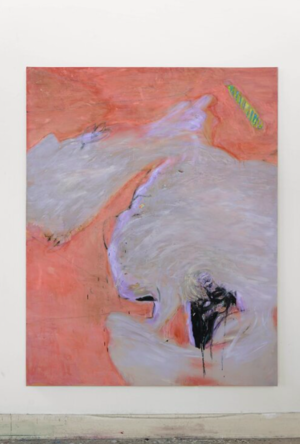 Mark Jackson, The Waves, oil, floor sweepings and washed up train ticket on canvas, 185 x 145cm, 2020