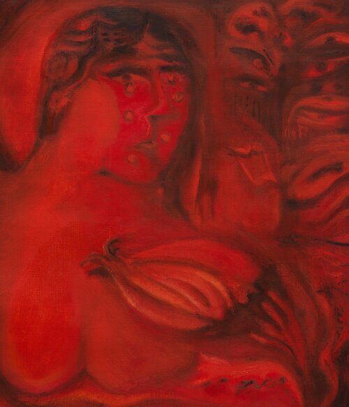 Kinga Bartis, Techno Tears, oil on canvas, 40x36, 2020