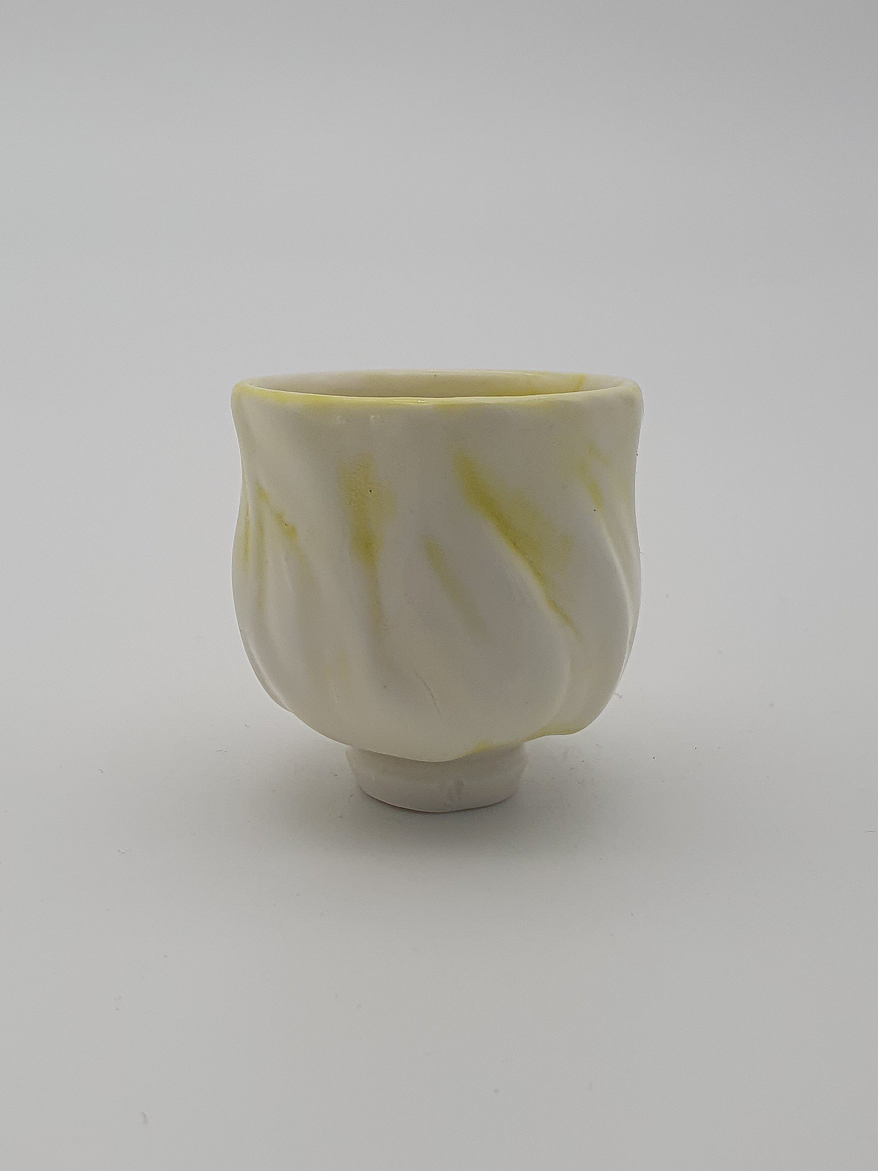 18. Porcelain Teadram with Textual Hakeme Brushwork