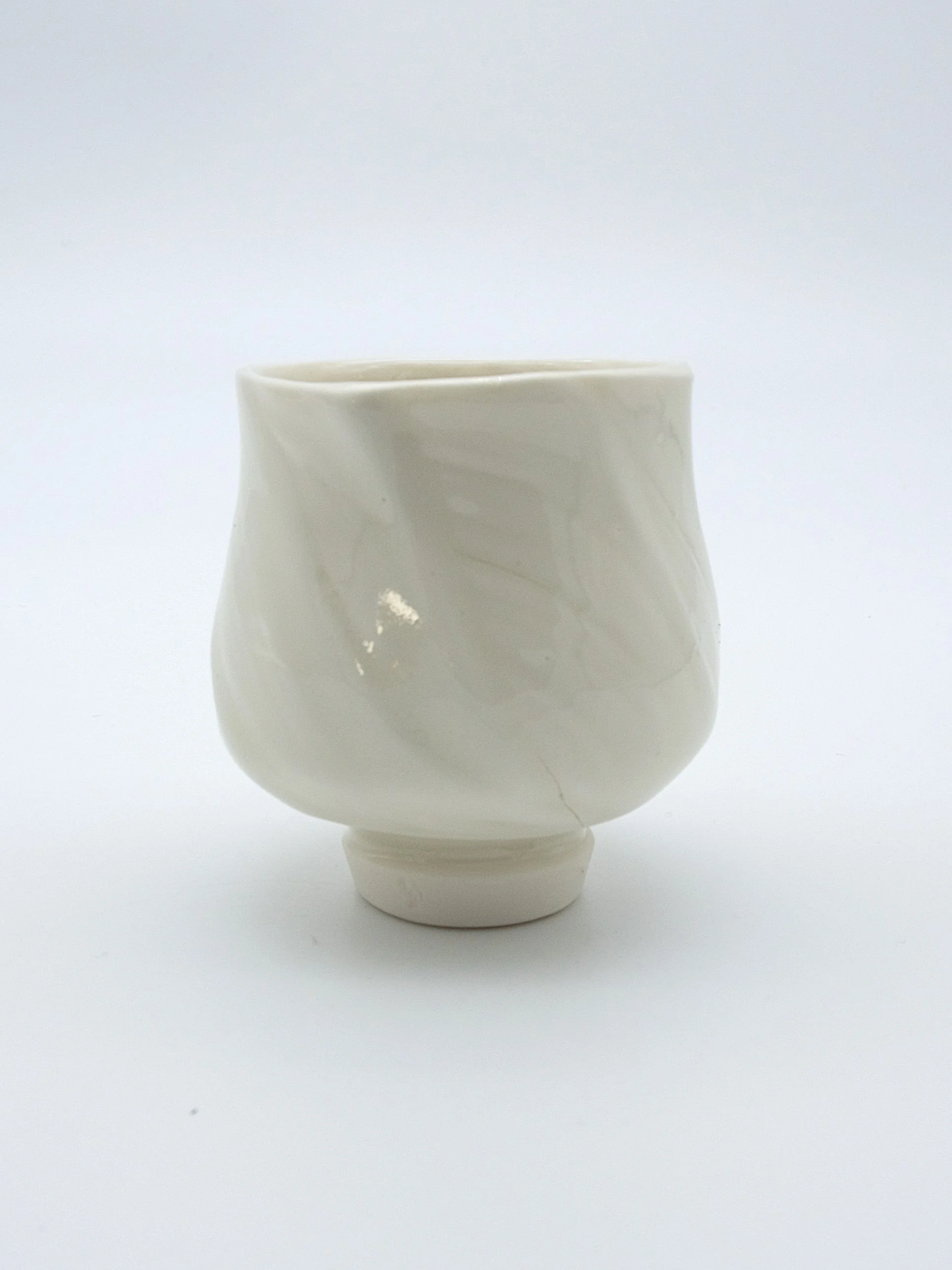 14. Porcelain Teadram with Textual Hakeme Brushwork