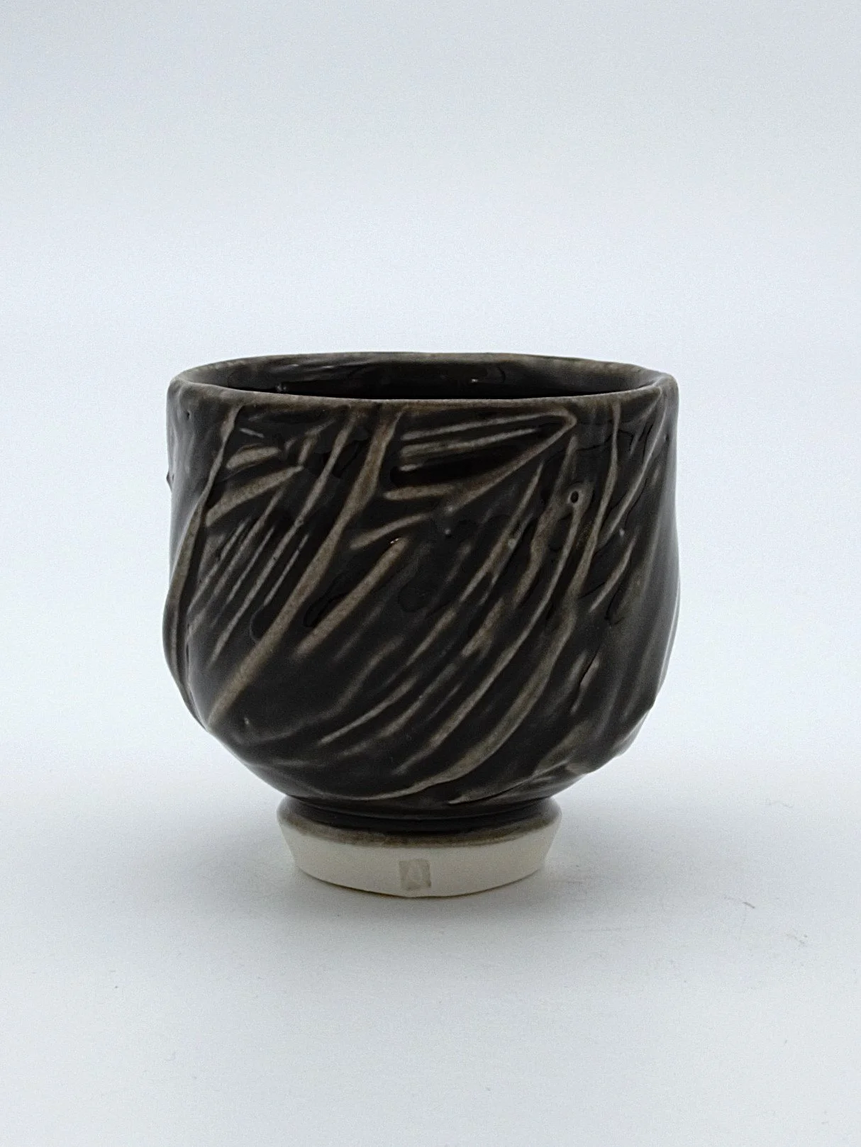 9. Porcelain Teadram with Textual Hakeme Brushwork