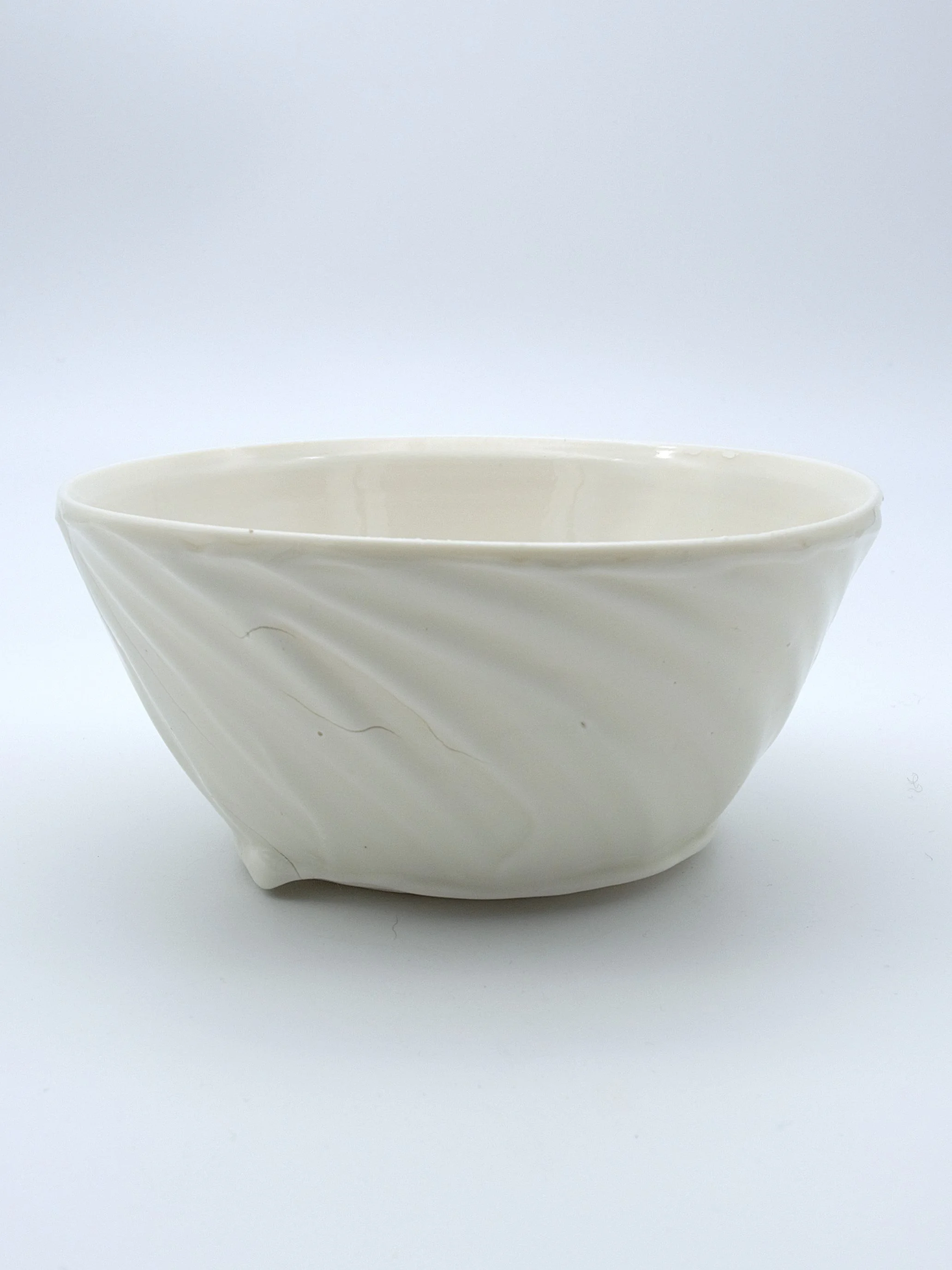 60. Porcelain Bowl with Textural Hakeme Slip