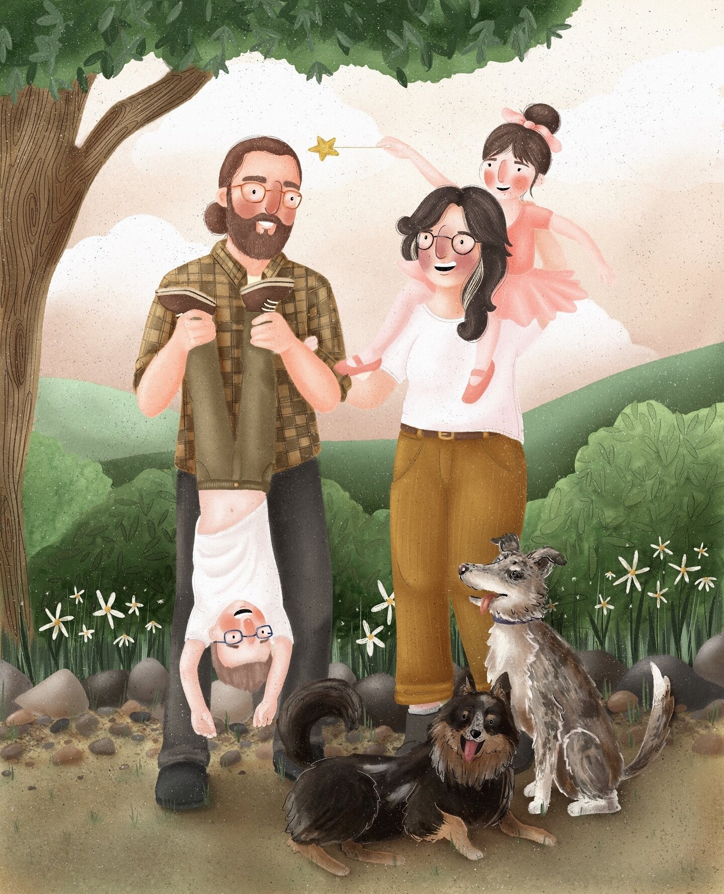 Happy 40th Birthday to me! 💛 

I haven&rsquo;t done a family portrait of my own fam for a little while so I decided it would be the perfect bday gift from me to me! 🎉 (Plus I needed to add the pups 🐶 🐶)

I don&rsquo;t know why I&rsquo;m so excite