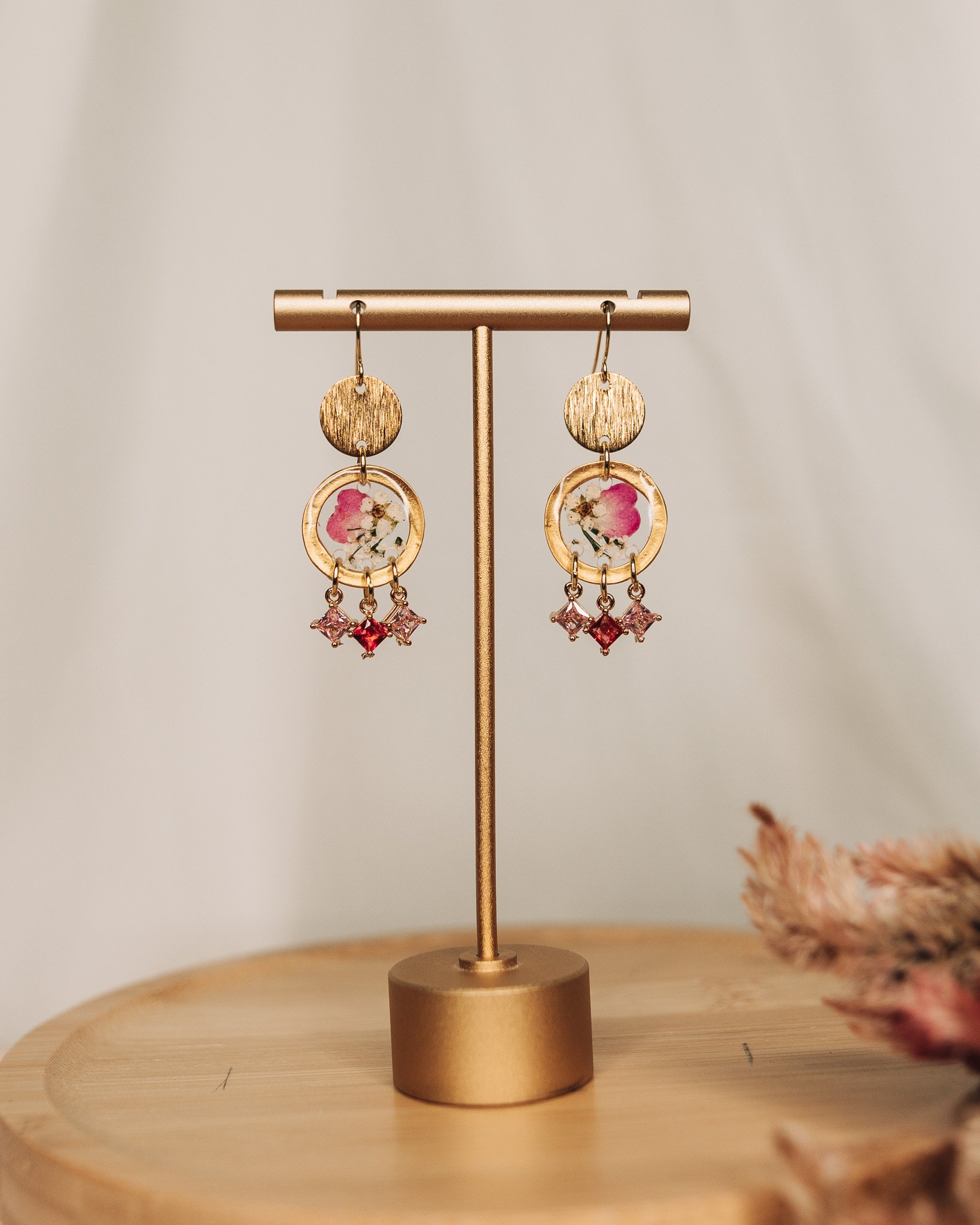 Gardens in Bloom Mini 1 - Gold Oval Baby's Breath Studs & Garden Dangle (30)