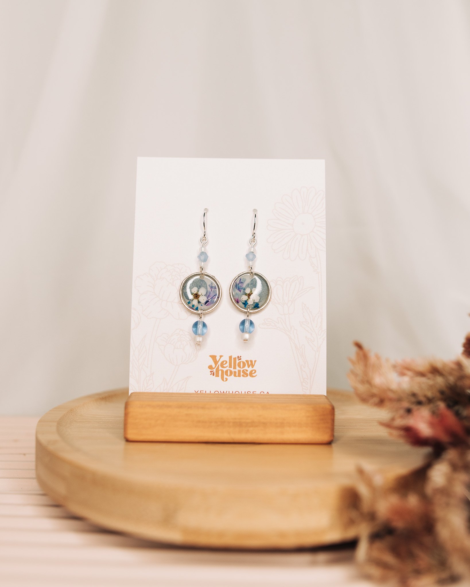 Gardens in Bloom Mini 1 - Silver & Soft Blue Beaded Plum Blossom Drops (24)