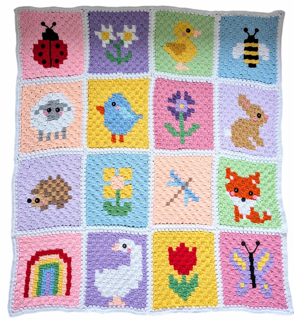 C2C Corner to corner crochet spring time blanket