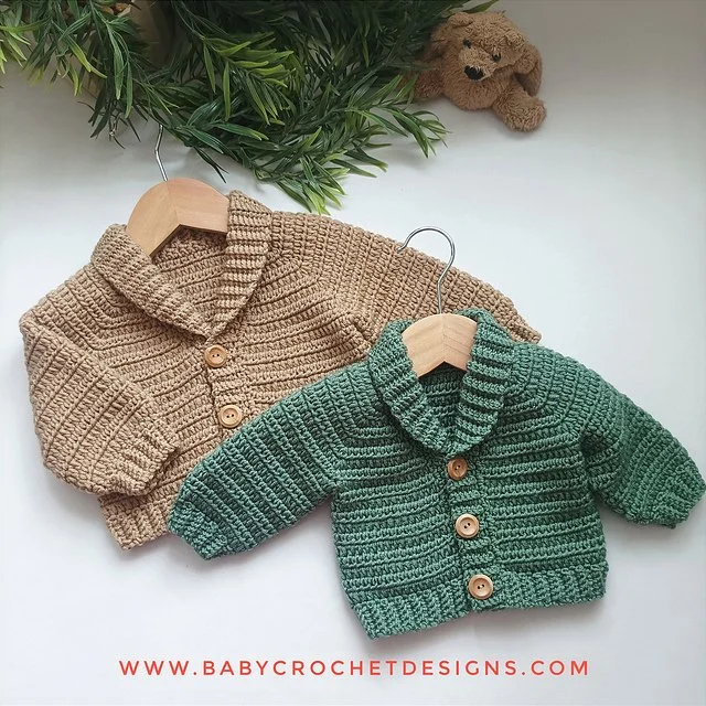 grandpa cardigan crochet pattern shawl collar baby kids child