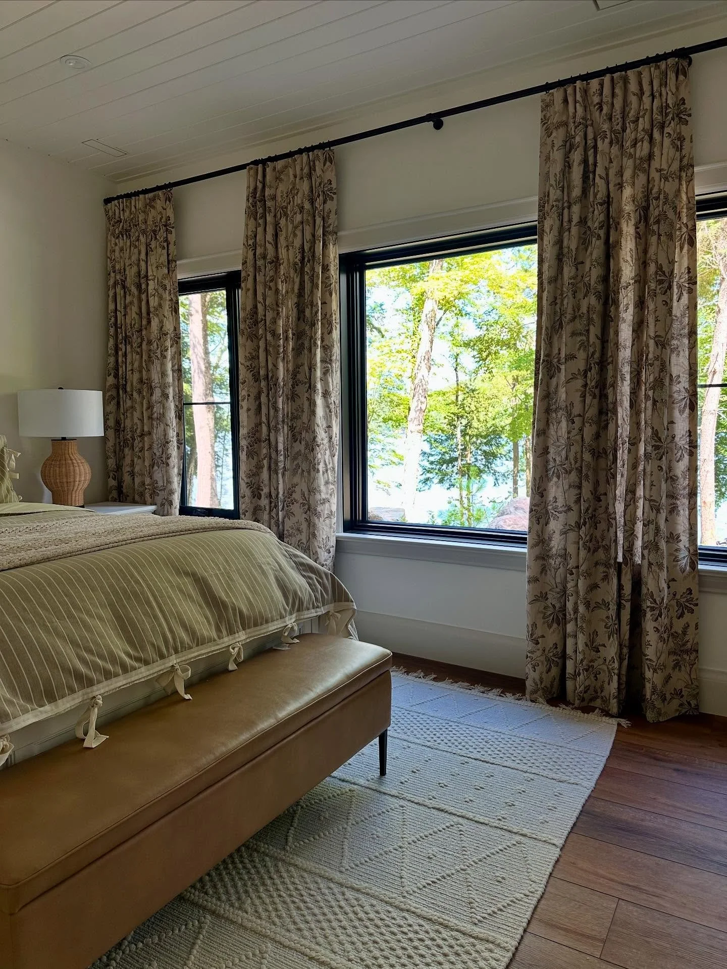 Drapery install happening today at our Haliburton Lake new build&hellip;which means we&rsquo;re approaching the finish line 🙌🏼